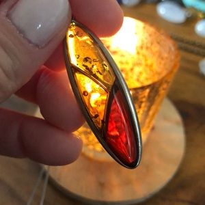 Genuine tri-color Baltic amber pendant